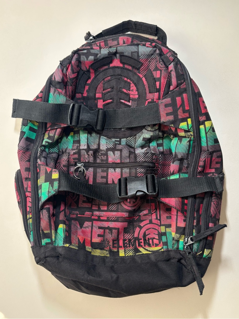 Y2k vintage element skateboard all over print Rasta colours bag